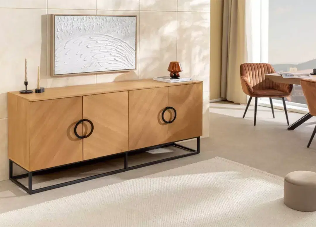 Buffet en bois plaqué chêne de 180 cm