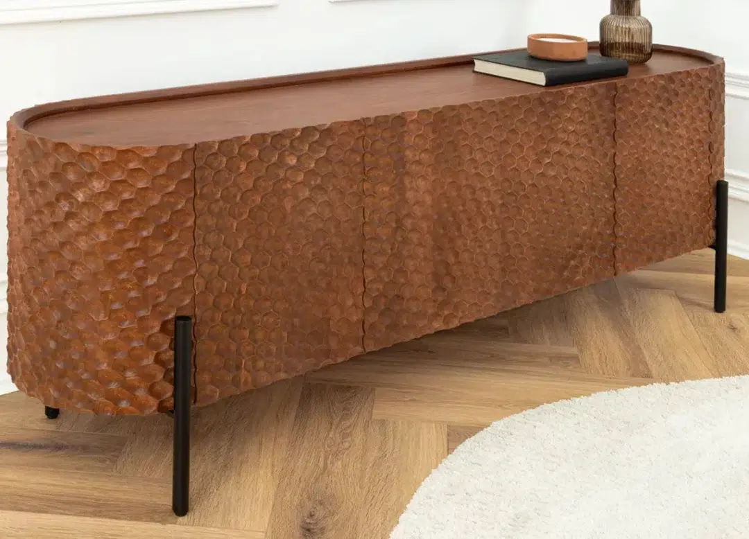 Buffet en bois massif de manguier sculpté 177cm