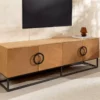 Meuble tv 180cm bois plaqué chêne clair