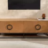 Meuble tv 180cm bois plaqué chêne clair