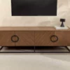 Meuble TV 180 cm en bois plaqué de noyer 4 portes