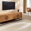 Meuble tv 180cm bois plaqué chêne clair
