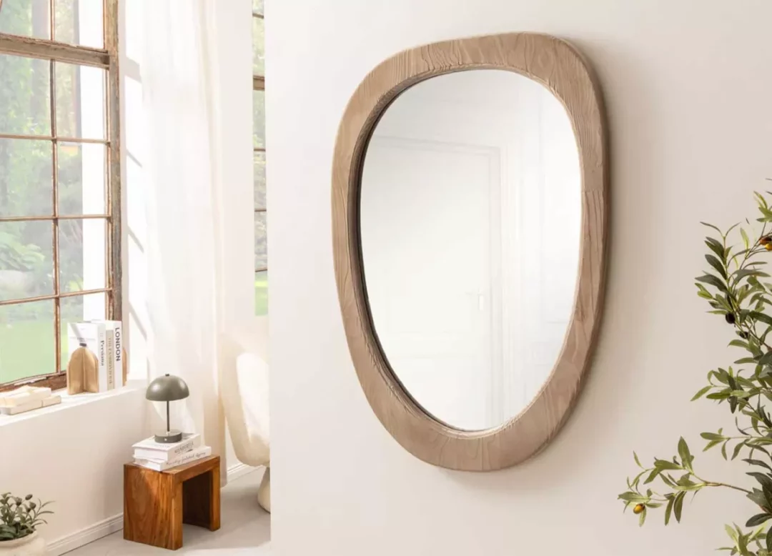 Miroir mural organique en bois de pin