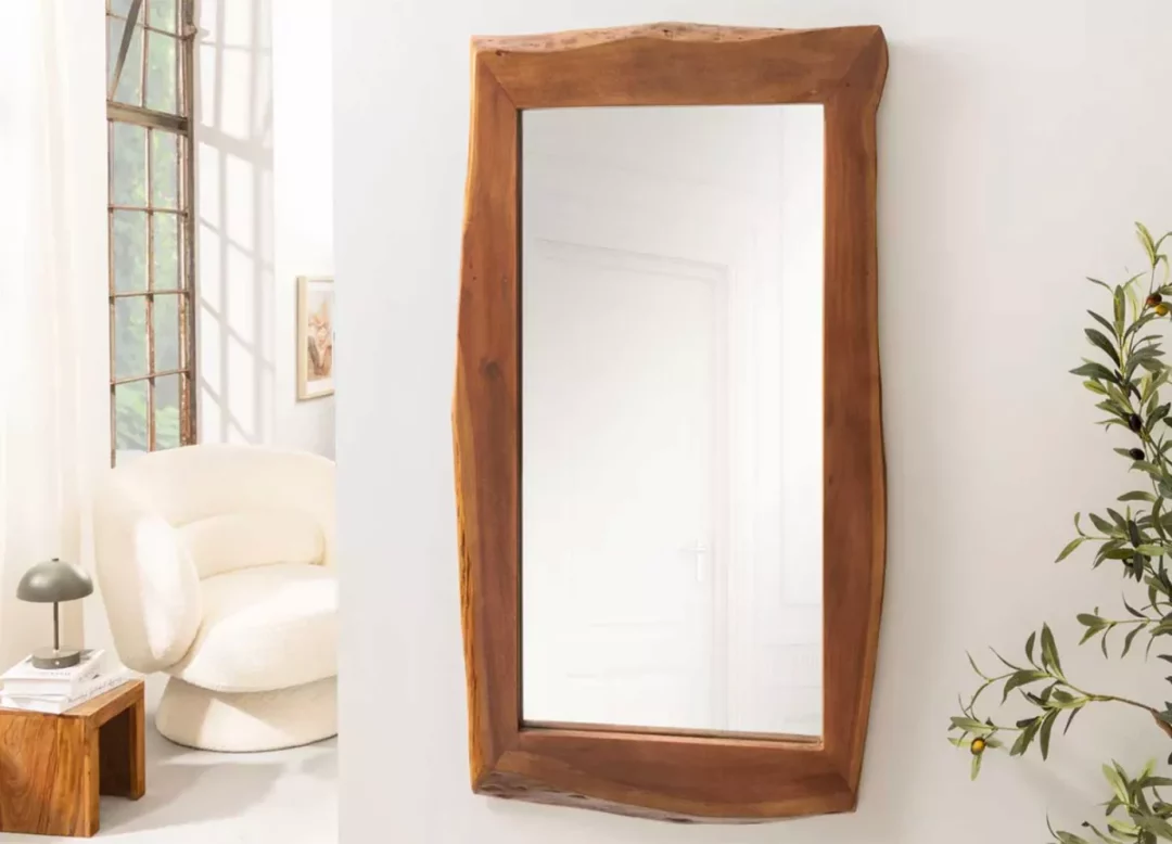 Miroir rectangulaire en bois d'acacia massif 160cm de haut
