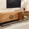 Meuble tv 180cm bois plaqué chêne clair