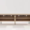 Meuble TV 200 cm en bois plaqué chêne clair 4 portes