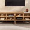 Meuble tv 180cm bois plaqué chêne clair