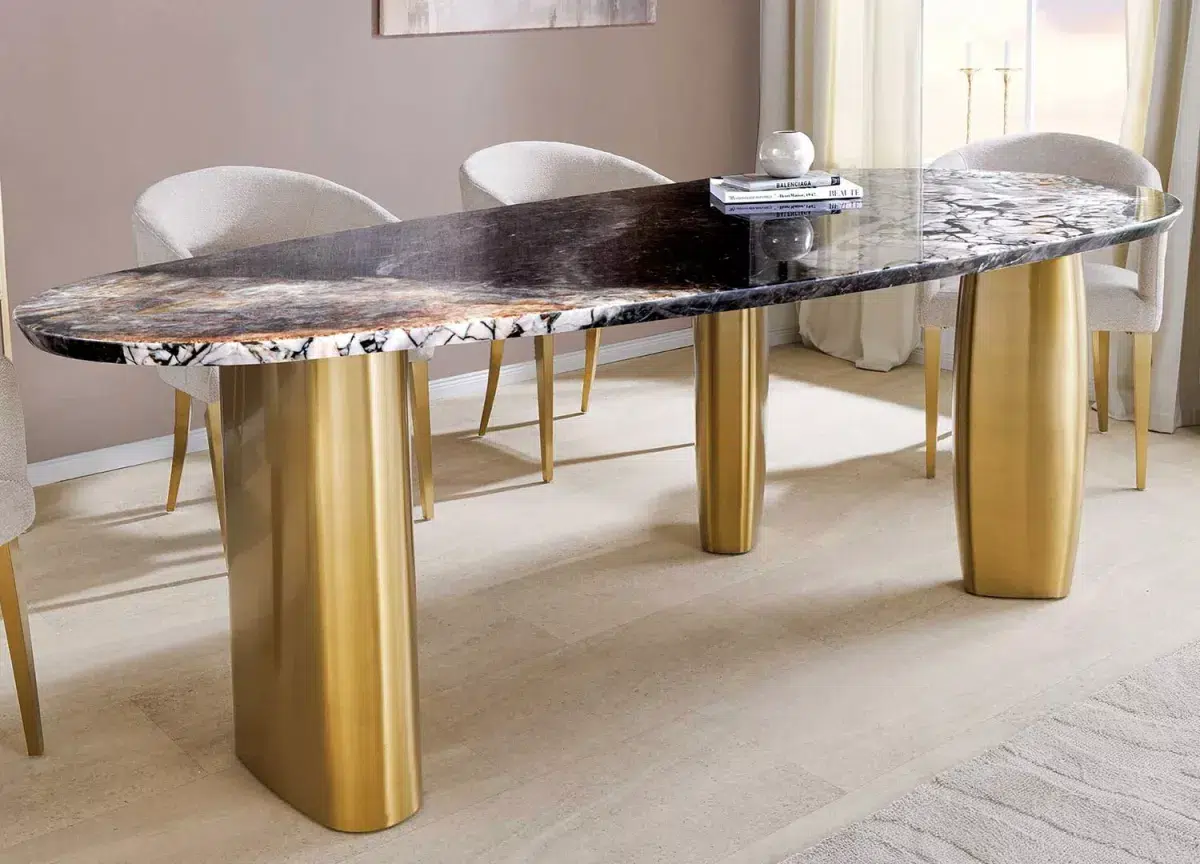 Table ovale en marbre coloré de 200 cm