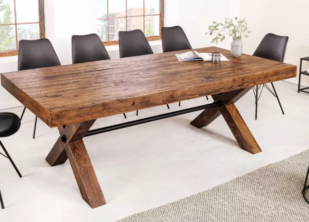 Table à manger en bois de pin de 210 cm rectangulaire