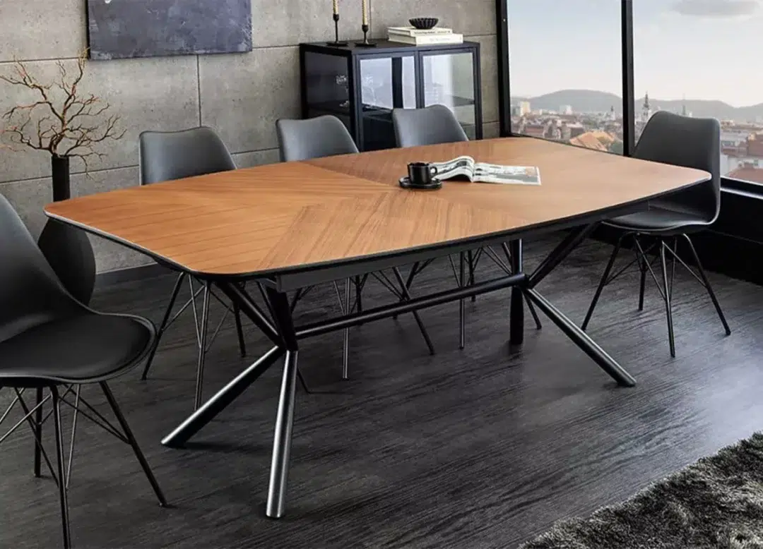 Table de repas extensible aspect bois de noyer 180-270cm
