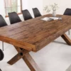 Table à manger en bois de pin de 210 cm rectangulaire