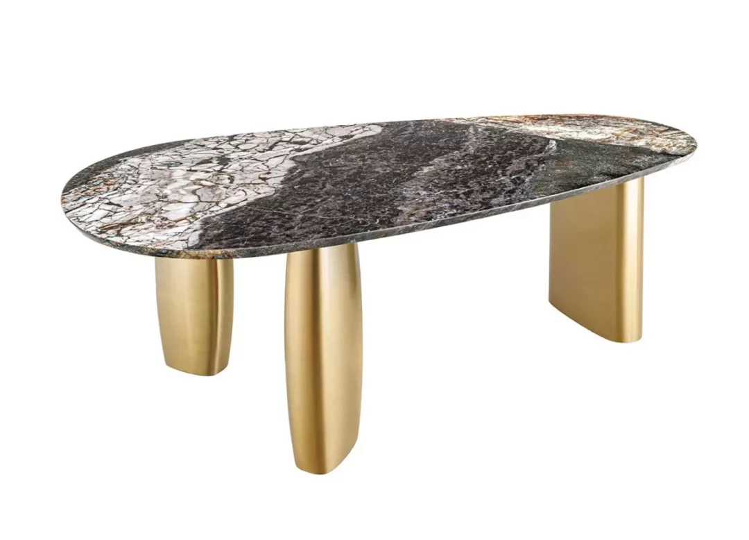 Table ovale en marbre coloré de 200 cm