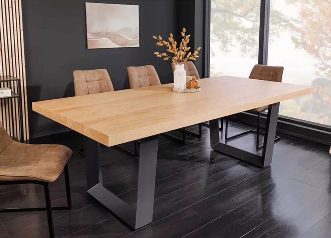 Table à manger rectangulaire aspect bois de 210 cm