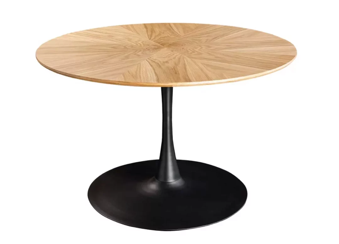 Table à manger ronde en bois plaqué chêne 120 cm