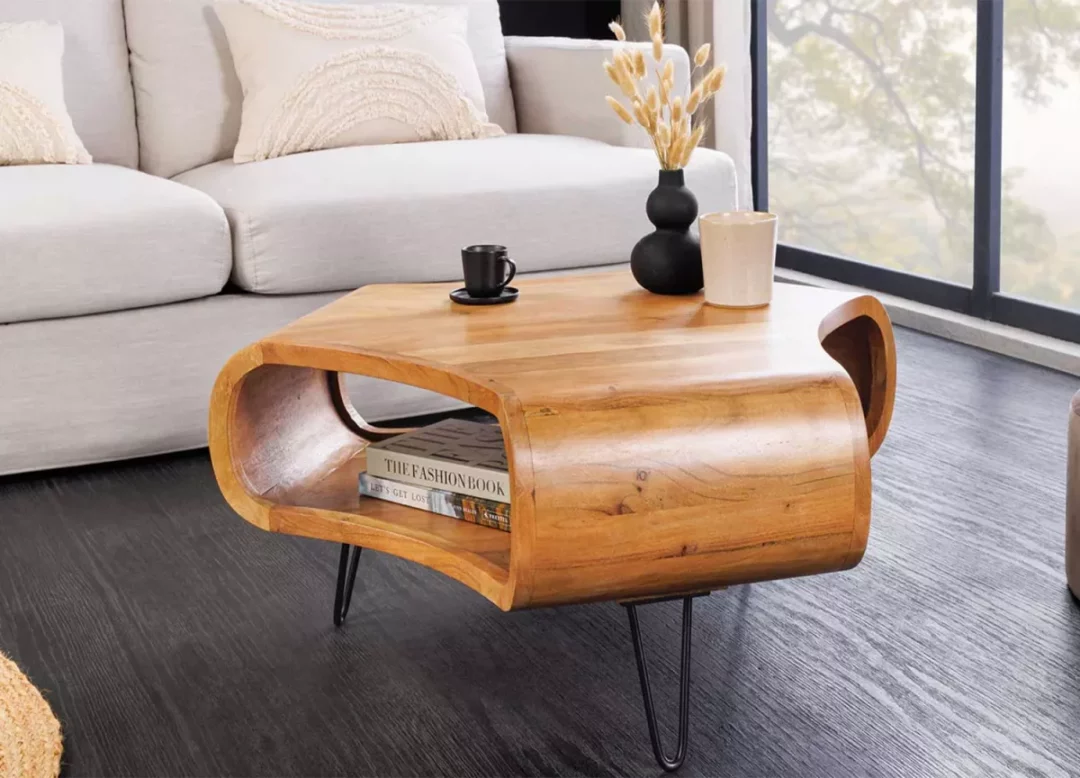 Table basse 70 cm en bois d'acacia massif