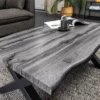 Table basse rectangulaire 90cm bois grisé et pieds métal noir
