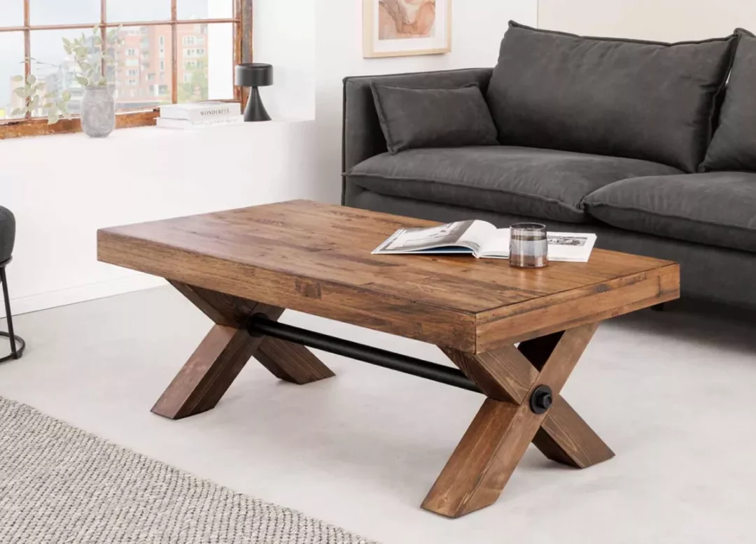 Table basse rectangulaire en bois de pin 110 cm