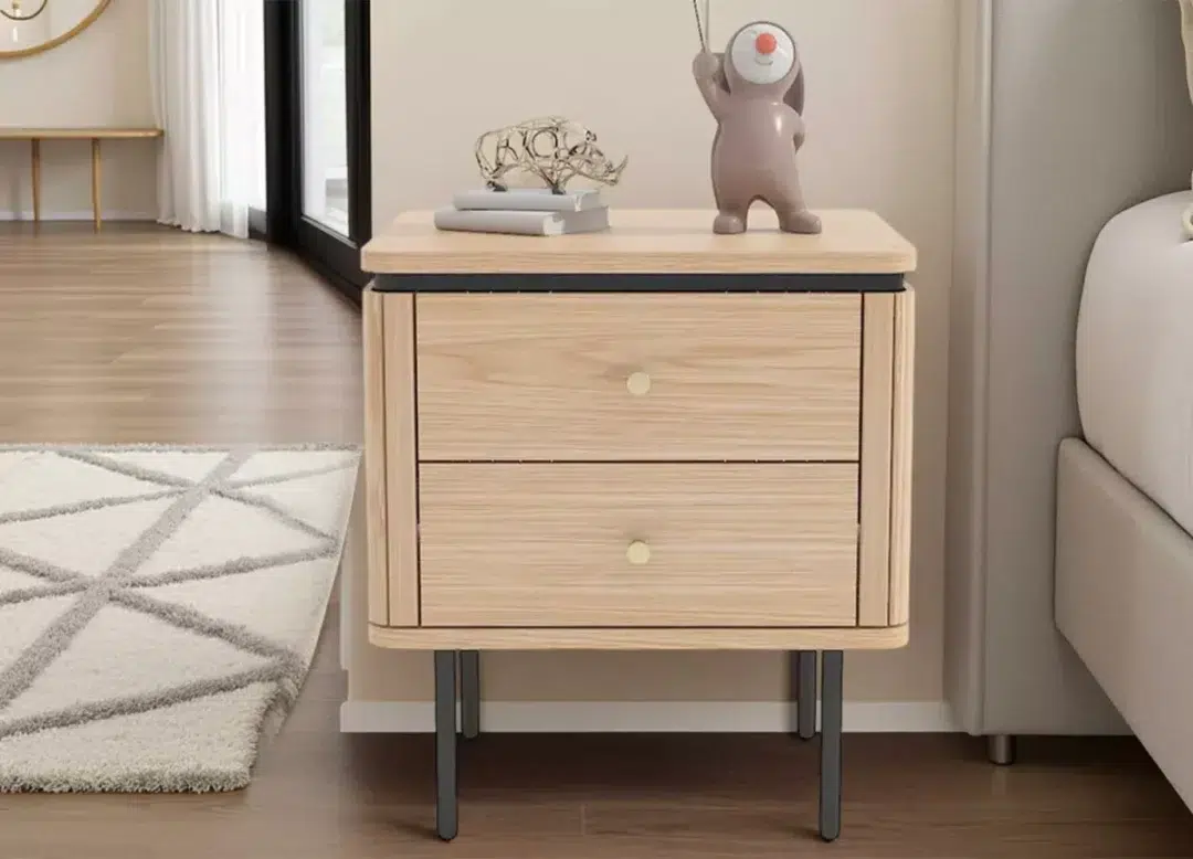Table de chevet bois plaqué de chêne 2 tiroirs