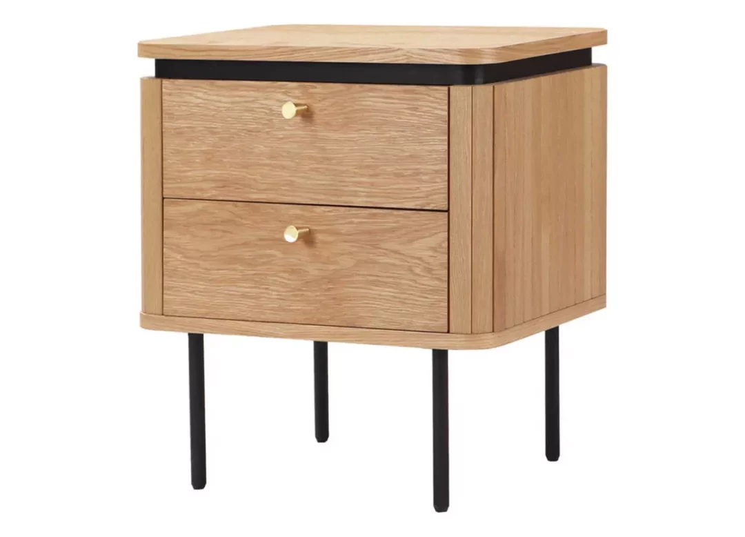 Table de chevet bois plaqué de chêne 2 tiroirs