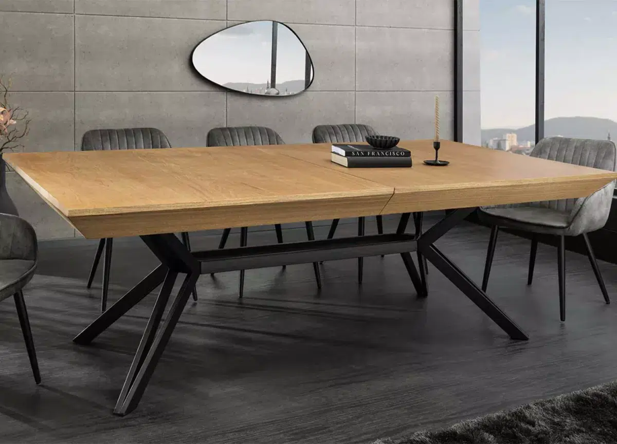 Table à manger extensible en bois plaqué chêne 200-320 cm