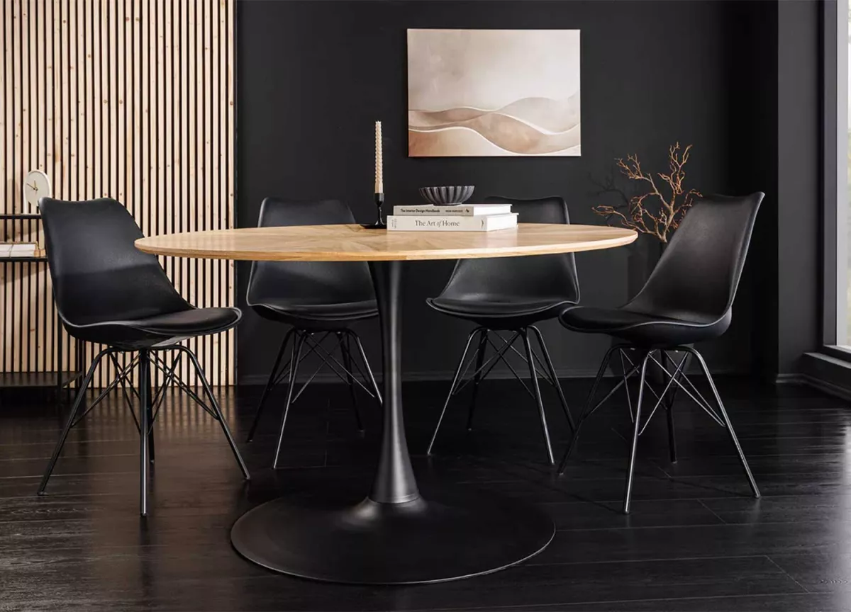 Table à manger ronde en bois plaqué chêne 120 cm