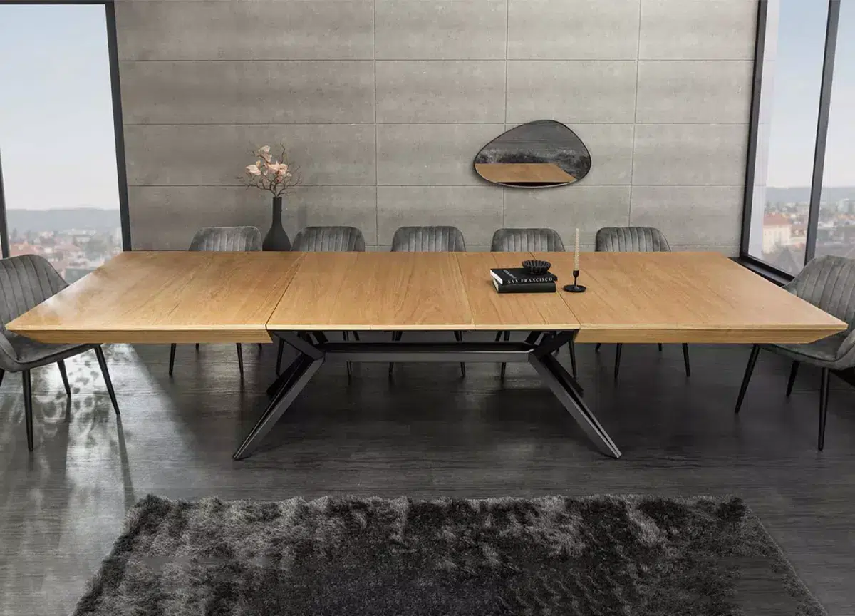 Table à manger extensible en bois plaqué chêne 200-320 cm
