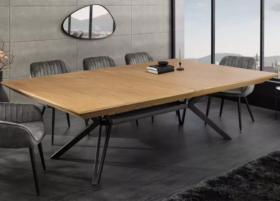 Table à manger extensible en bois plaqué chêne 200-320 cm