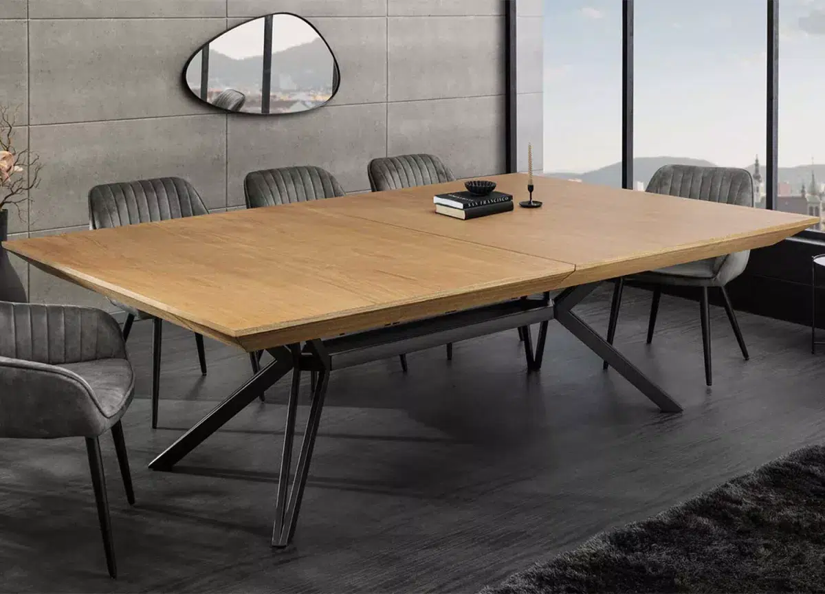 Table à manger extensible en bois plaqué chêne 200-320 cm