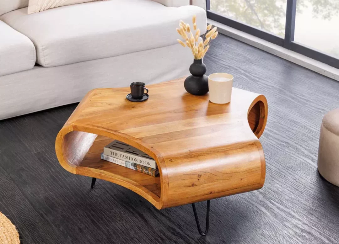 Table basse organique en bois d'acacia massif