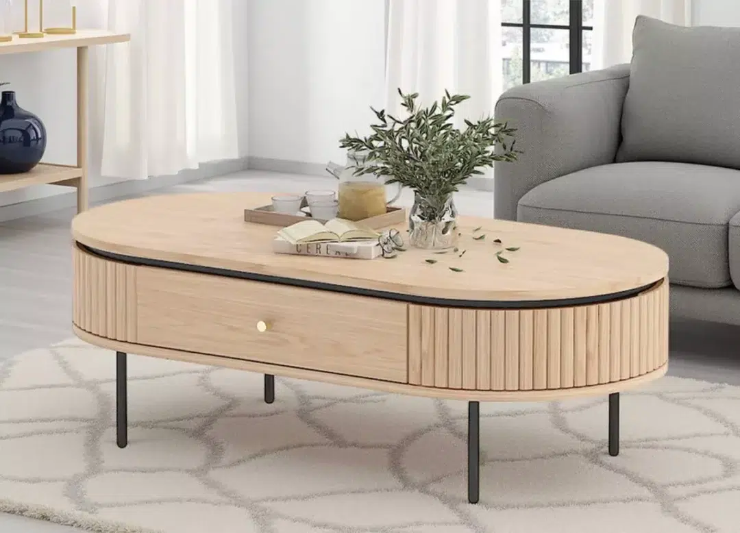 Table basse 120 cm bois plaqué de chêne