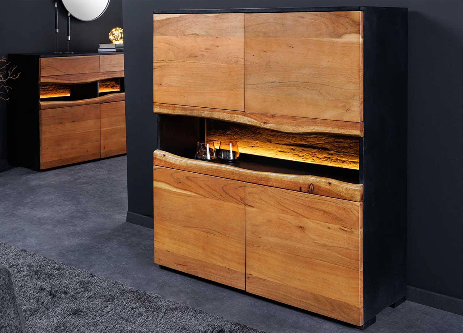 buffet haut robuste acacia naturel