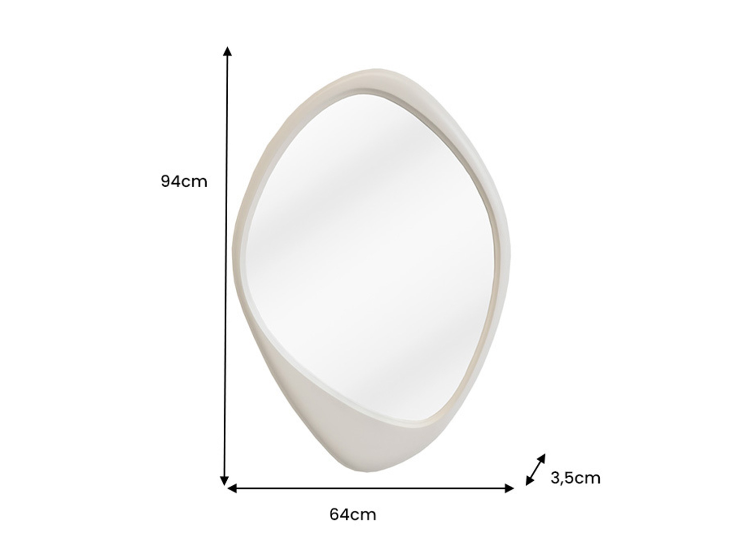 Dimensions du miroir organique grège