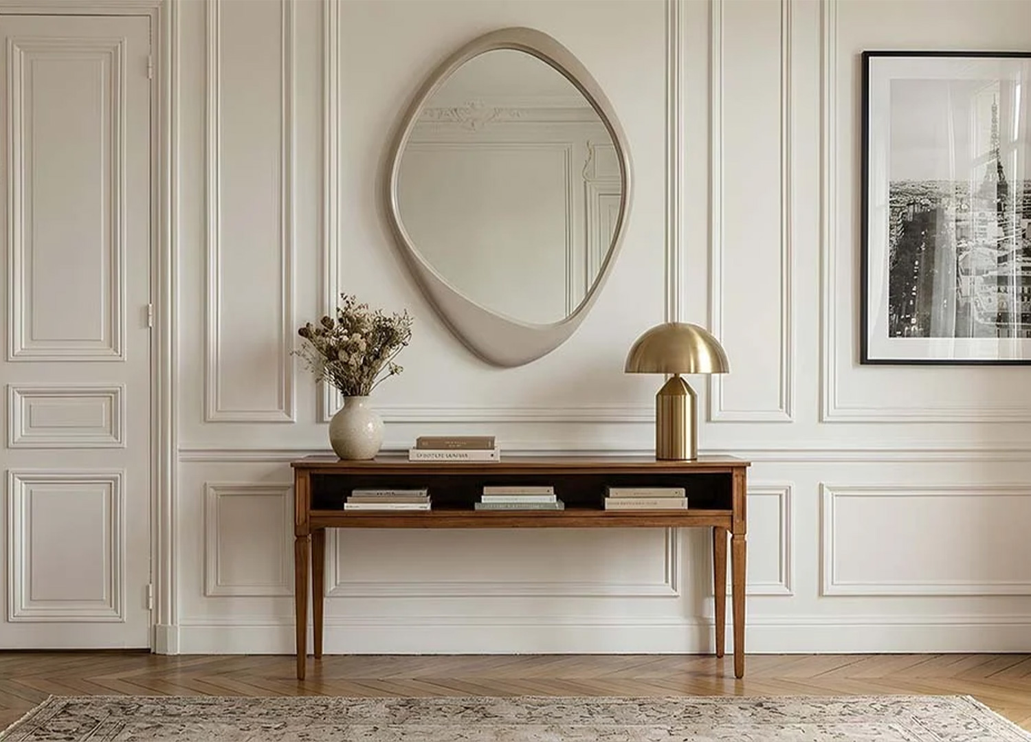 miroir organique greige