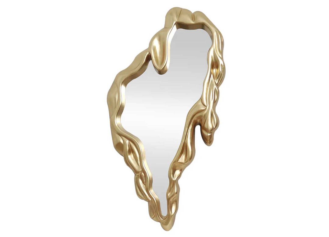 Miroir mural sculptural doré