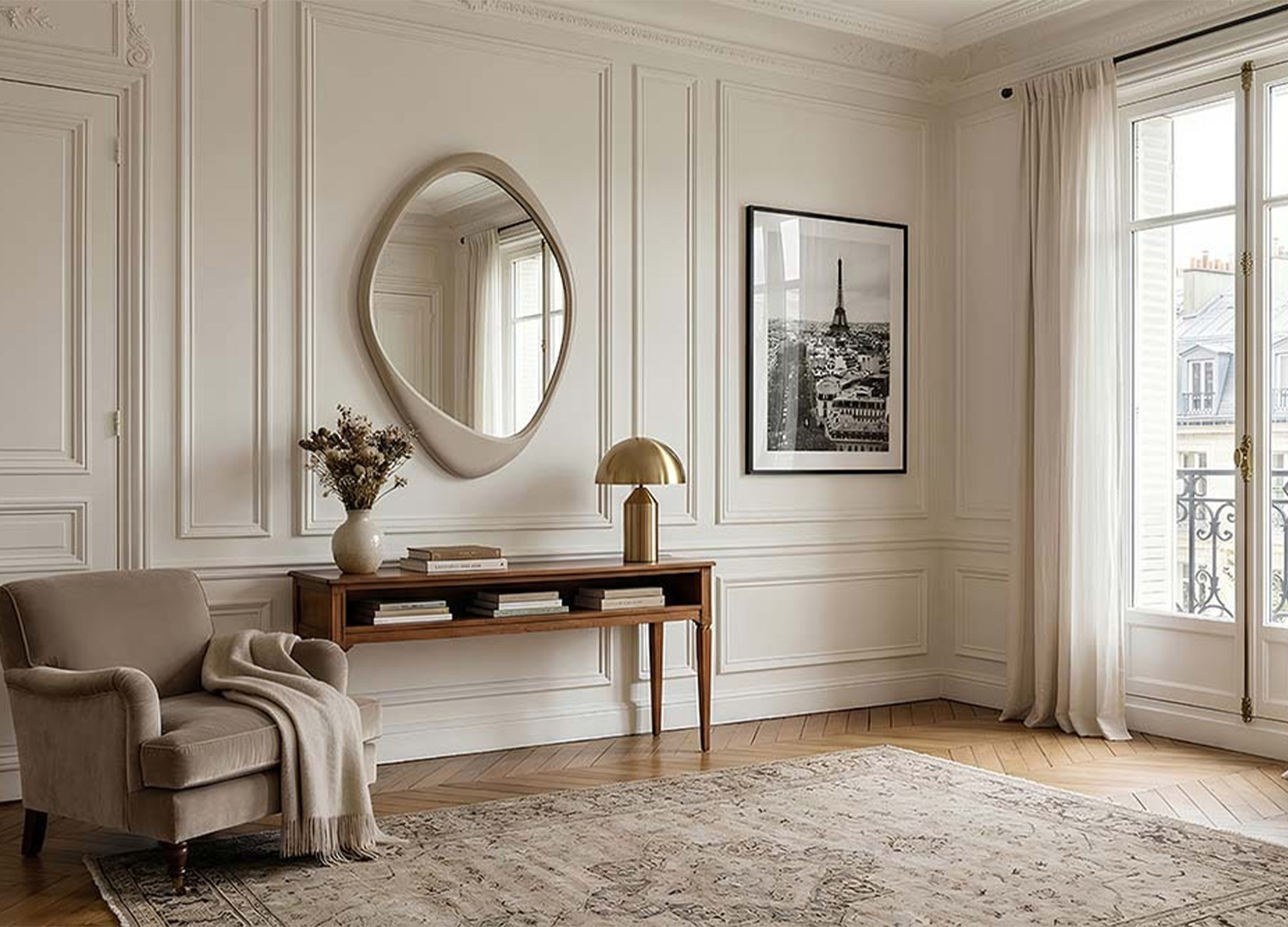 miroir mural chic greige