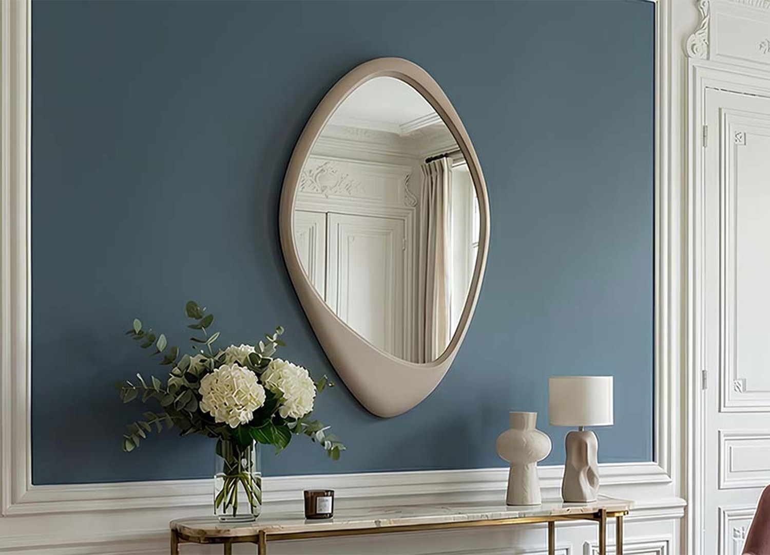 miroir organique beige grisé