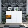 buffet haut blanc avec niche décorative éclairée - Blanc