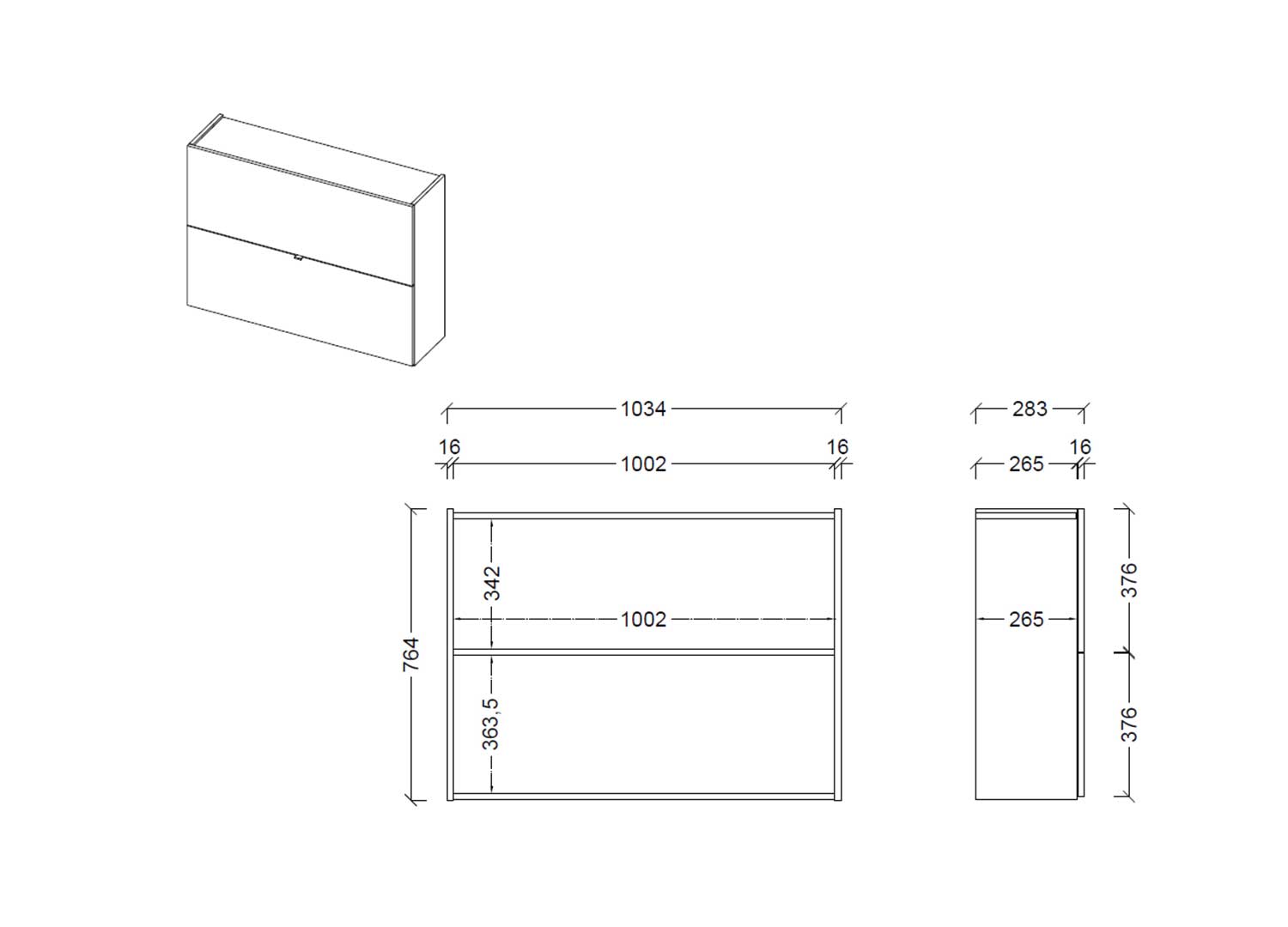 Dimensions du meuble chaussures suspendu Iris