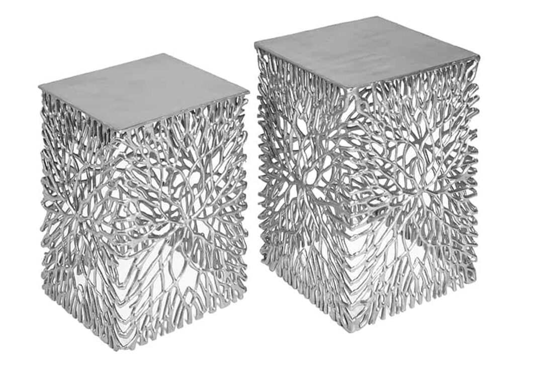 Table d'appoint design métal argenté