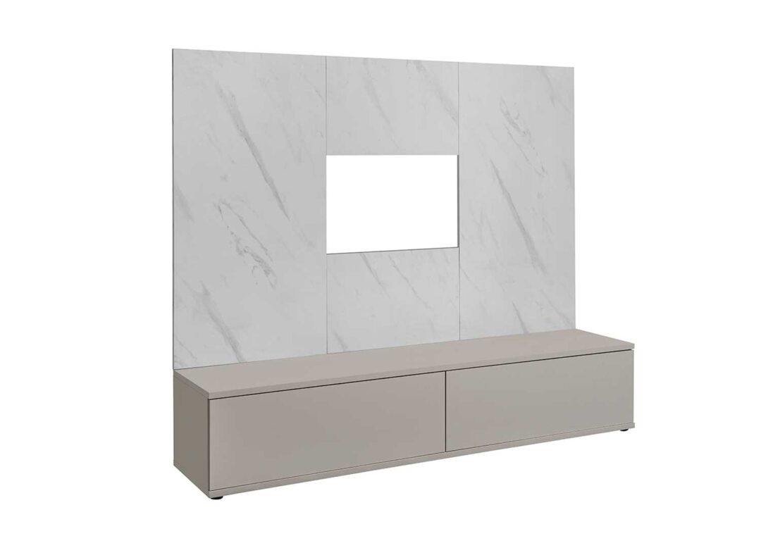 meuble tv effet marbre blanc avec 4 compartiments