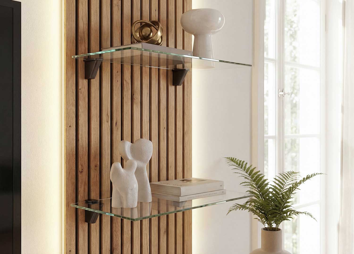 Panneau rainuré chêne et noir