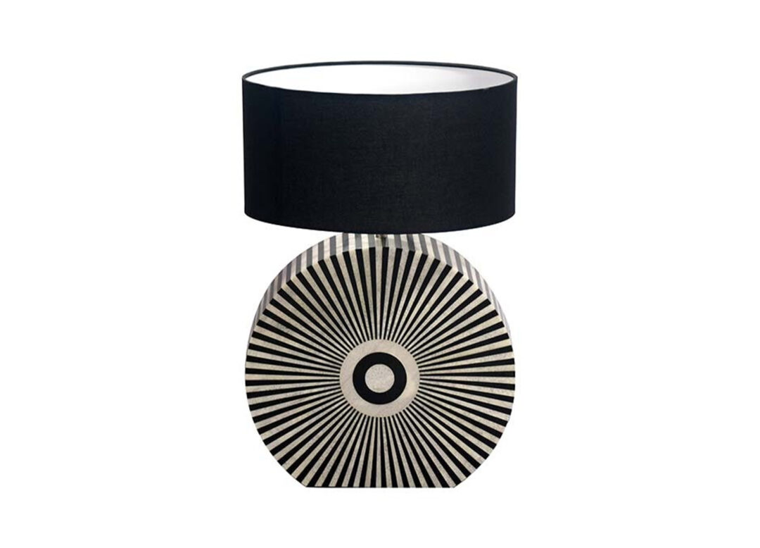 lampe de table artisanale noir et ivoire