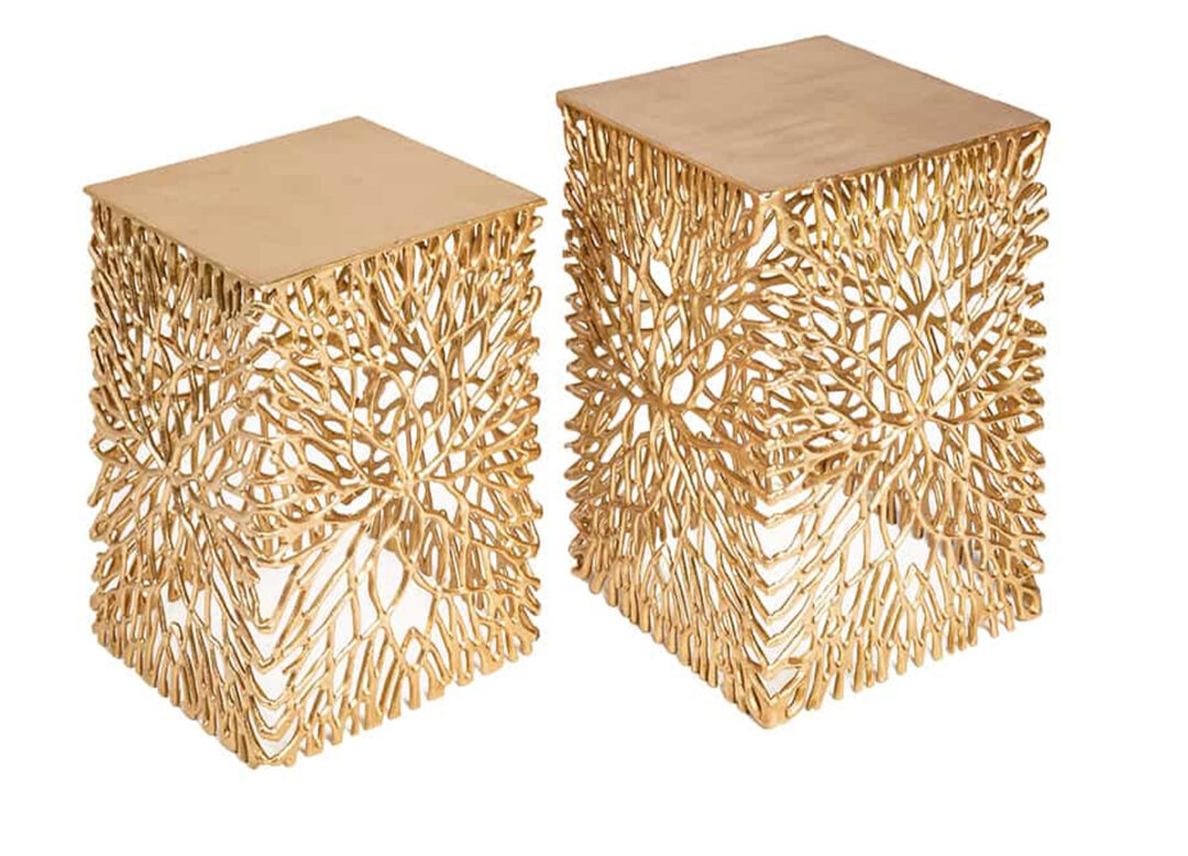 Ensemble de bout de canapé moderne doré