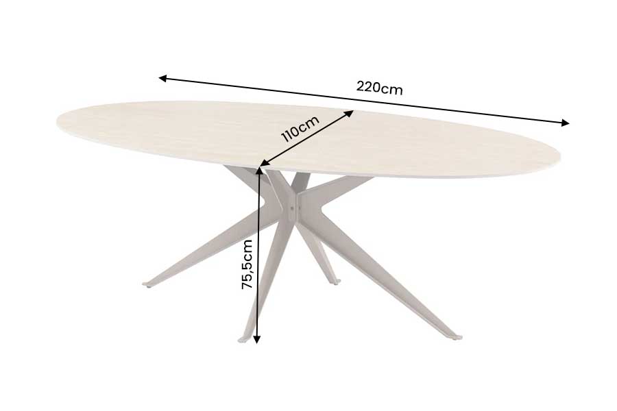 Dimensions de la table ovale 220 cm