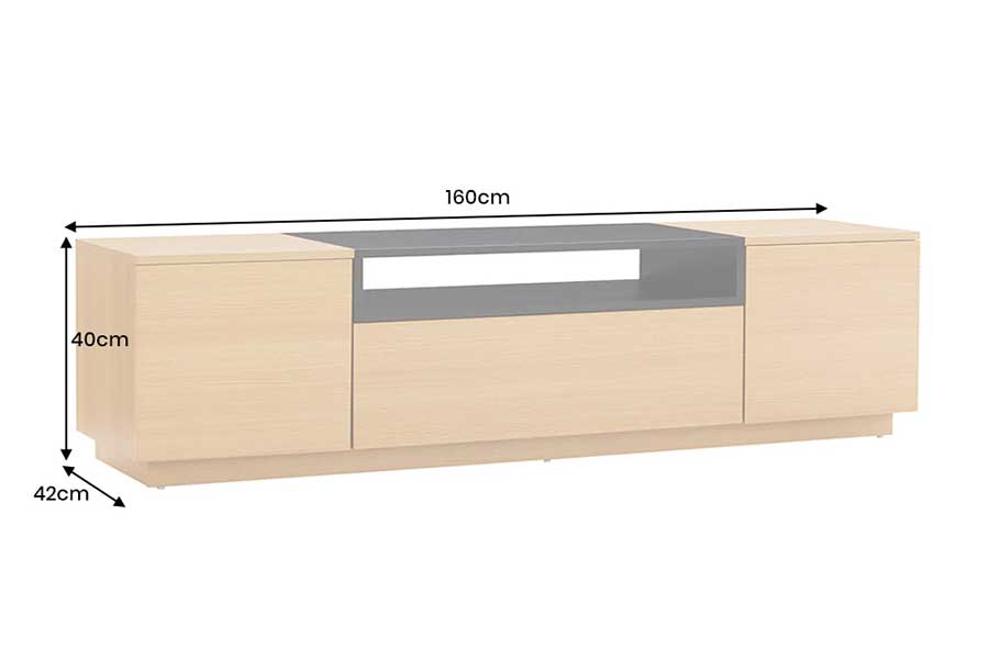 Dimensions du meuble TV ORION 160 cm largeur 160 cm hauteur 40 cm profondeur 42 cm