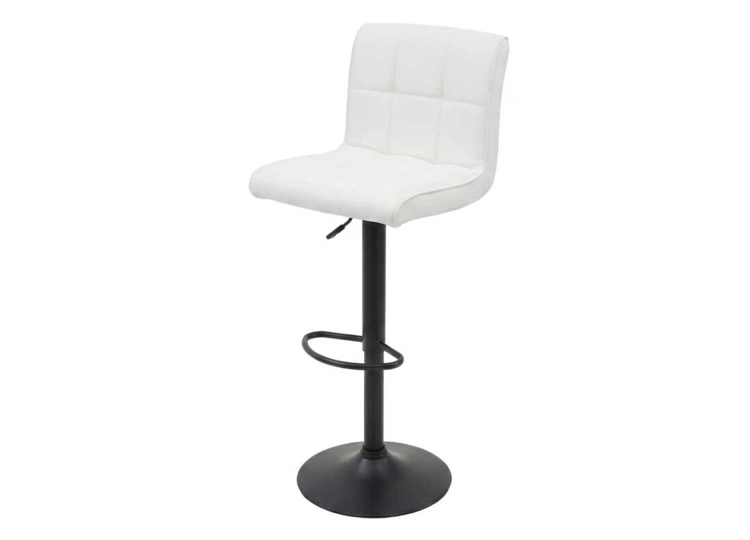 Tabouret de bar réglable imitation cuir blanc