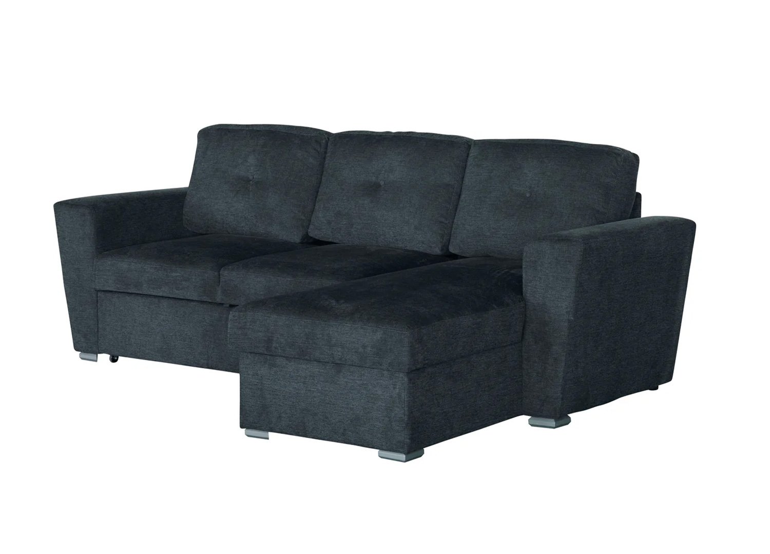 Canapé d’angle convertible MALO gris 245 cm en tissu texturé sur fond blanc