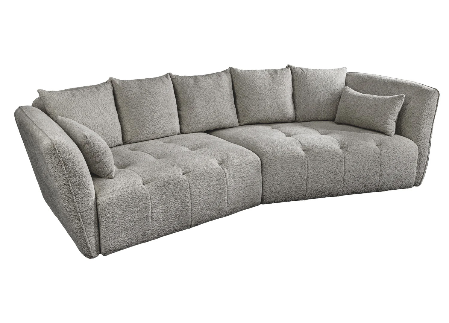Canapé XXL ASTORIA en tissu bouclé gris dans un salon moderne et chic