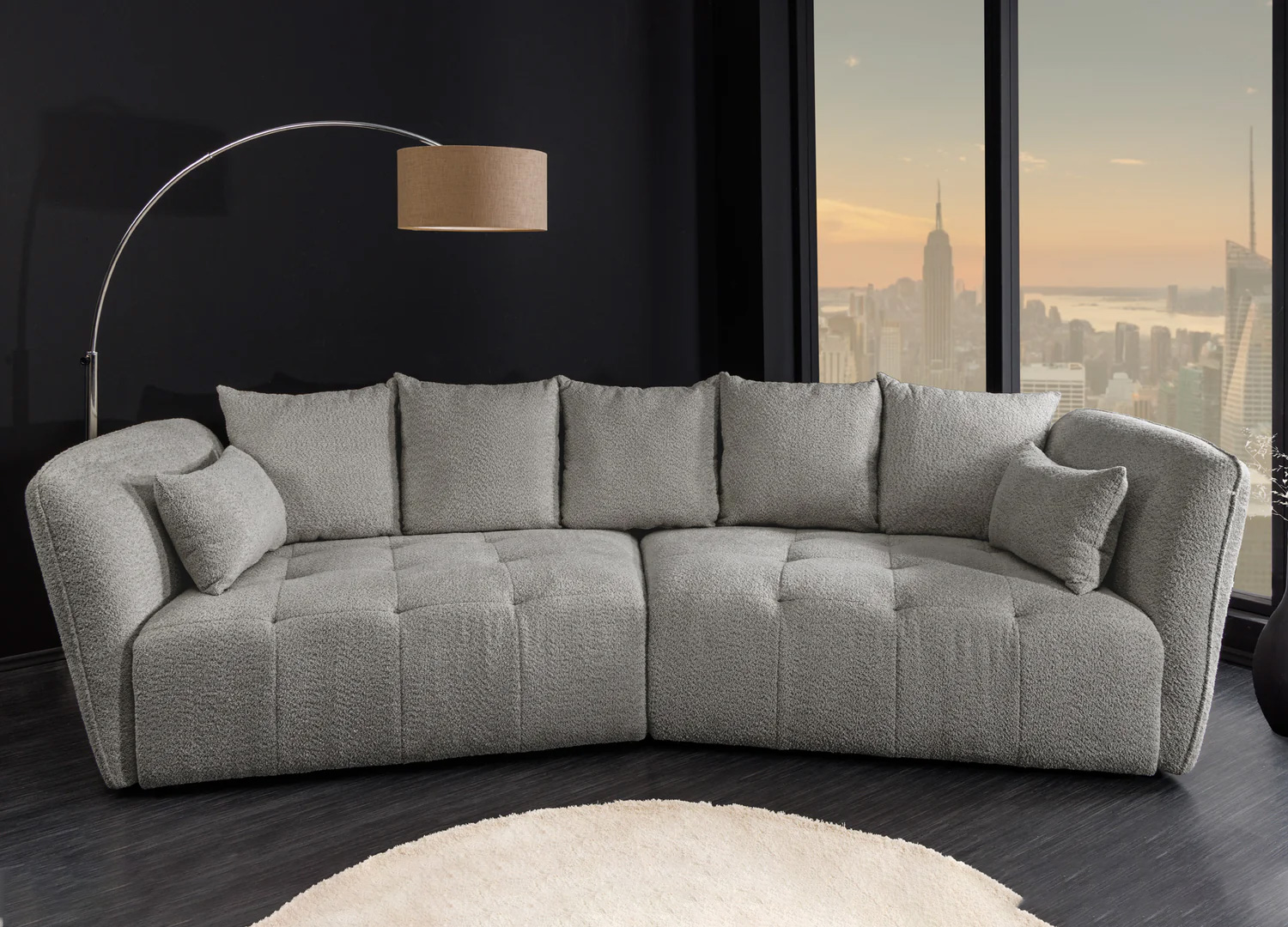 Canapé XXL ASTORIA 295 cm en bouclé gris