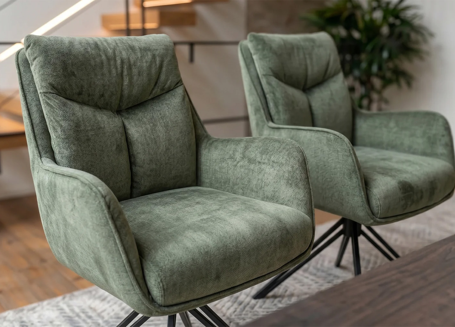 Détail de l’assise confortable de la chaise pivotante